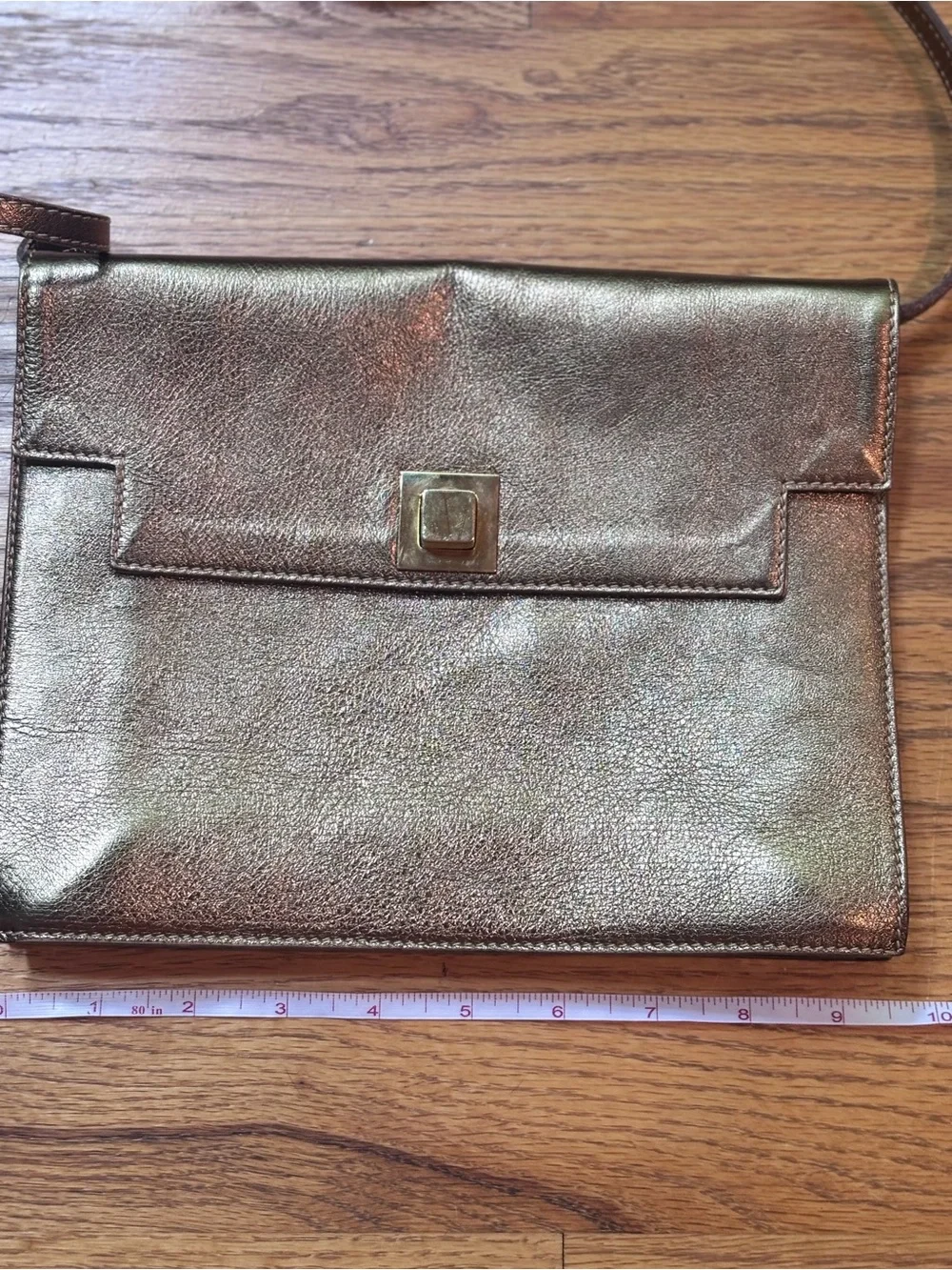 Vintage Furla Metallic Leather Crossbody Clutch Y2K Italian Designer Bag